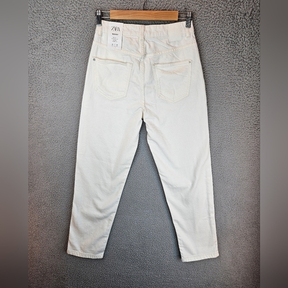Zara White Jeans Womens Sz 4 Denim High Waisted Mom Fit Ankle Length Comfort - Picture 6 of 12